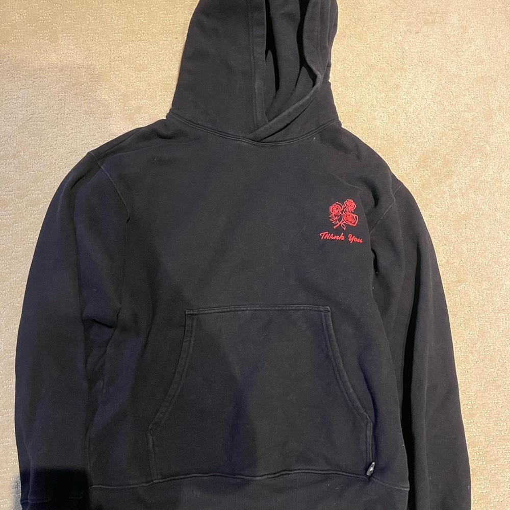 Aritzia Black Hoodie with Red Embroidery
